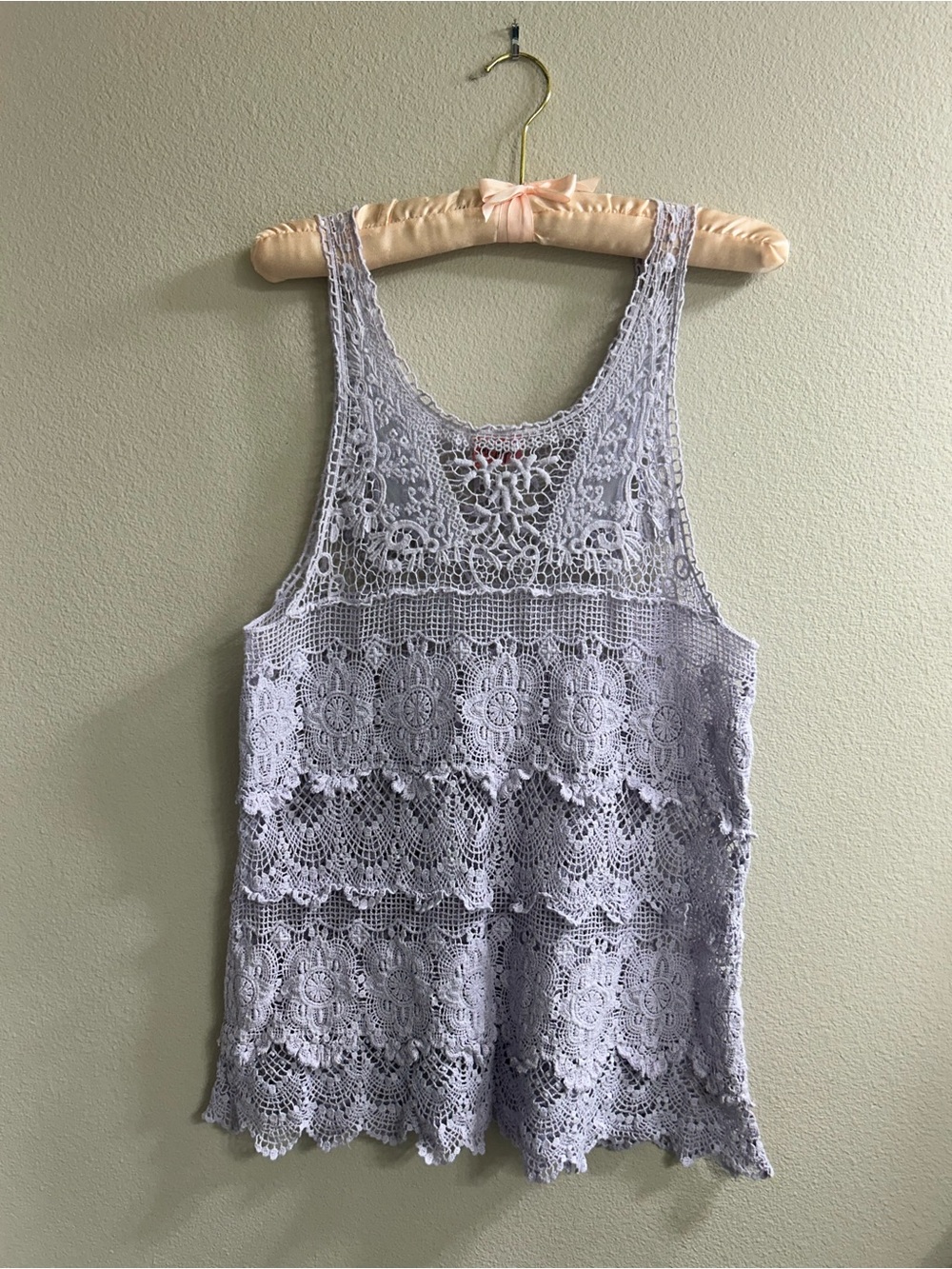 Free People Lace Crochet Tank Top - Light Lavender S.